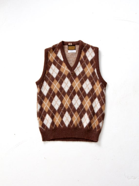 Vintage mohair sweater vest argyle vest | Et