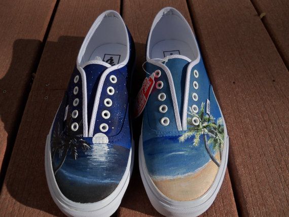 Custom Painted Beach Shoes | Canvas shoes diy, Painted shoes .