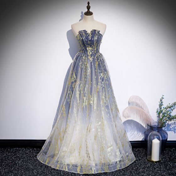 Best Royal Blue Gradient-Color White Dancing Prom Dresses 2020 A .