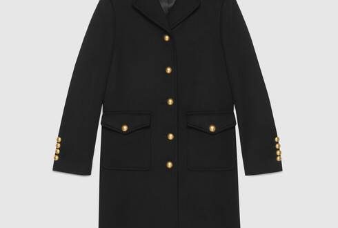 Black Wool Coat With Double G | GUCCI®
