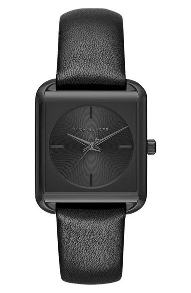 MICHAEL Michael Kors 'Lake' Leather Strap Watch, 32mm x 39mm .