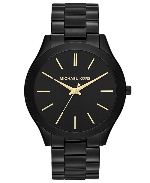 Michael Kors Unisex Slim Runway Black-Tone Stainless Steel .