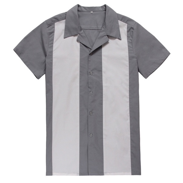 Mens Cheap Bowling Shirts Cotton Top Gray Charlie Sheen Shirts .