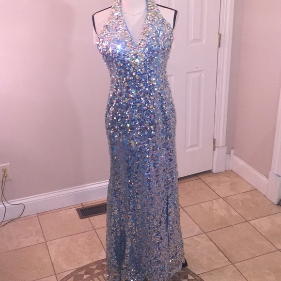 Tony Bowls Dresses | Tony Bowl Blue Silver Crystal Sequins Prom .