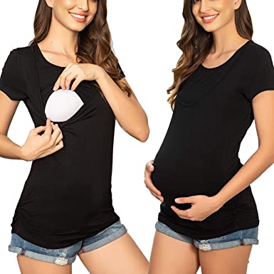 Hotouch Women's Maternity Nursing Tops Short Sleeve Breastfeeding .