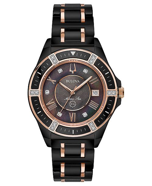 Bulova Women's Diamond-Accent Marine Star Two-Tone Ceramic .