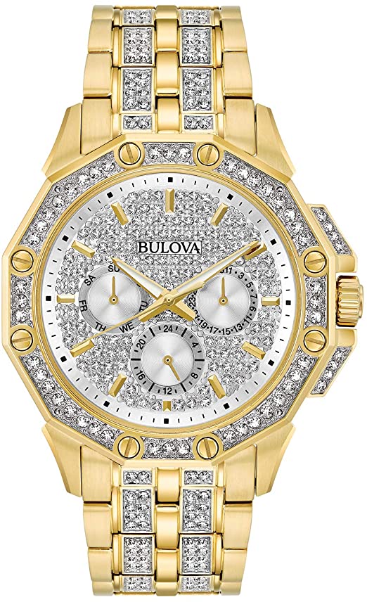 Amazon.com: Bulova Men's 98C126 Swarovski Crystal Pave Bracelet .