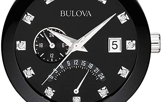 Amazon.com: Bulova Men's 98D109 Diamond-Accented Black Stainless .