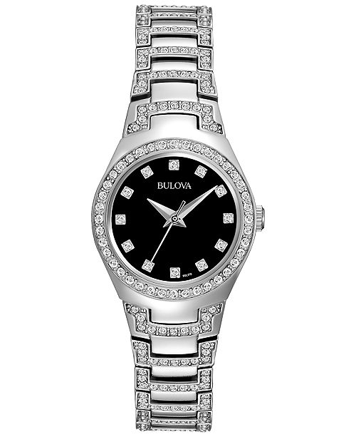 Bulova Women's Crystal Stainless Steel Bracelet Watch 25mm .
