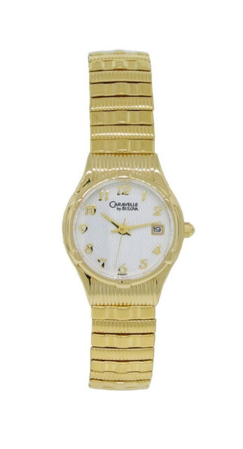 CARAVELLE by Bulova 44M01 Women's Round White Analog Date Stretch .