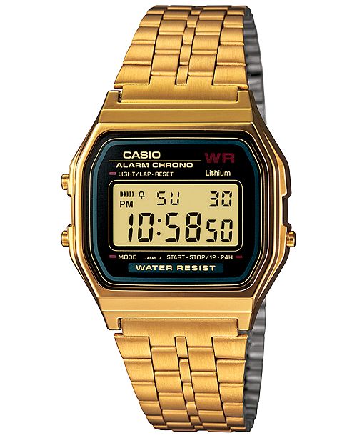 Casio Men's Digital Vintage Gold-Tone Stainless Steel Bracelet .