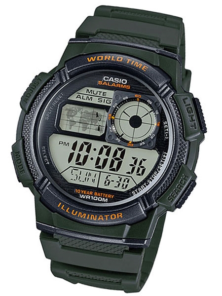 Casio Illuminator World Timel Alarm Watch with 31 Time Zones #AE .