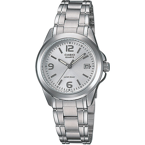 Casio - Women's Silver Dial Watch, Stainless-Steel Bracelet .