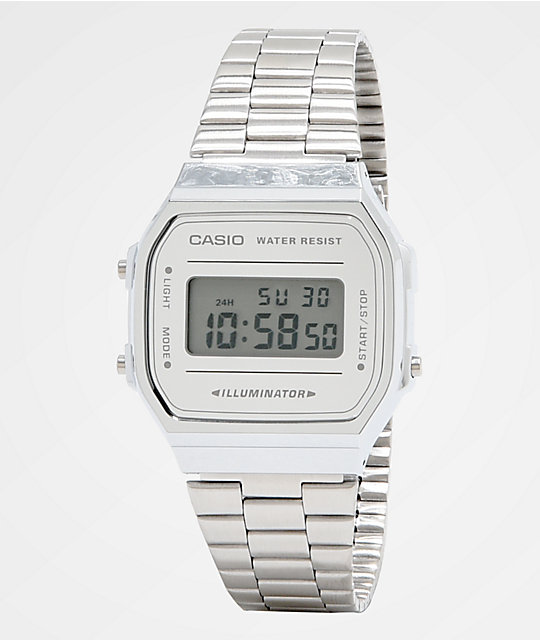 Casio A168WEM-7VT Vintage All Silver Digital Watch | Zumi