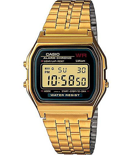 Casio A159WGEA-1VT Vintage Black & Gold Watch | Zumiez | Casio .