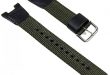 Genuine Casio Watch Band 25mm Green Cloth Leather Strap 10304188 .