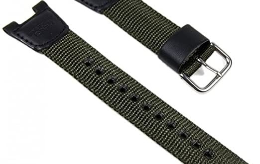 Genuine Casio Watch Band 25mm Green Cloth Leather Strap 10304188 .