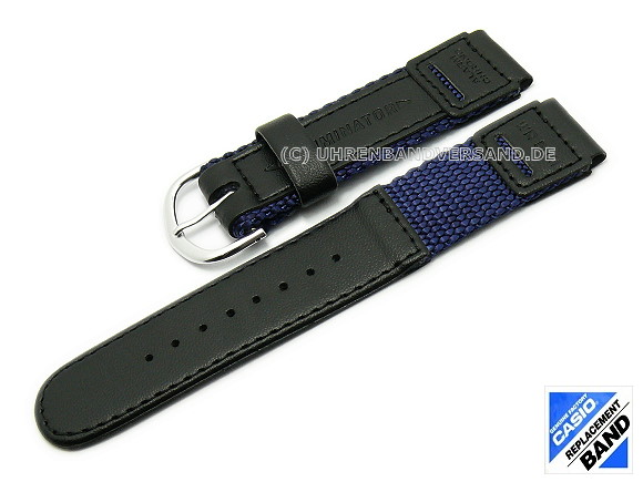 CASIO- replacement strap 18mm black/dark blue leather/textile .