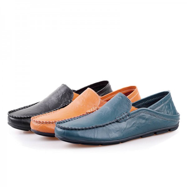 Genuine Leather Men Loafers Comfortable Casual Flat Fashion .