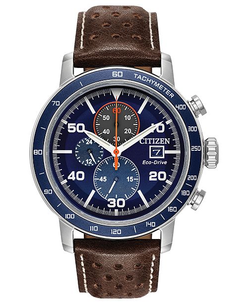 Citizen Eco-Drive Men's Chronograph Brycen Chestnut Brown Leather .