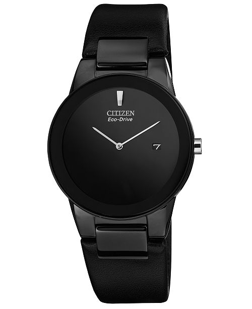 Citizen Men's Eco-Drive Axiom Black Leather Strap Watch 40mm .