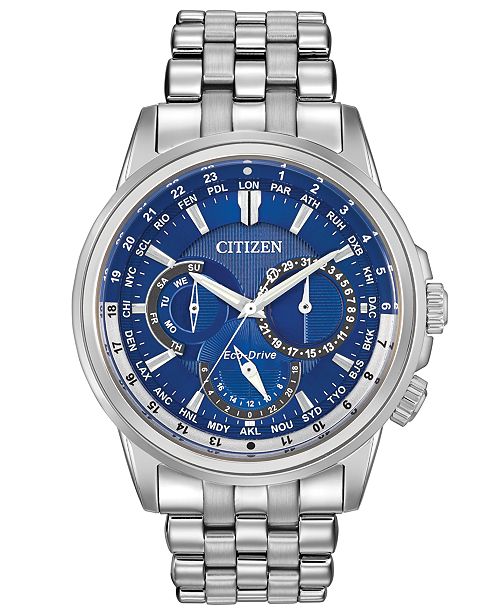 Citizen Men's Eco-Drive Calendrier Stainless Steel Bracelet Watch .