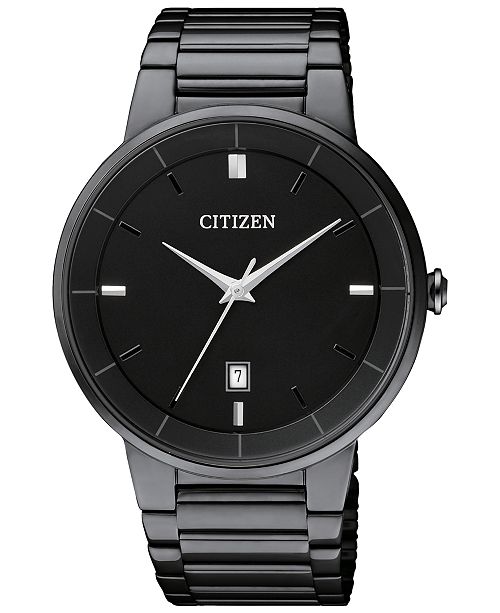 Citizen Men's Quartz Black Ion-Plated Stainless Steel Bracelet .