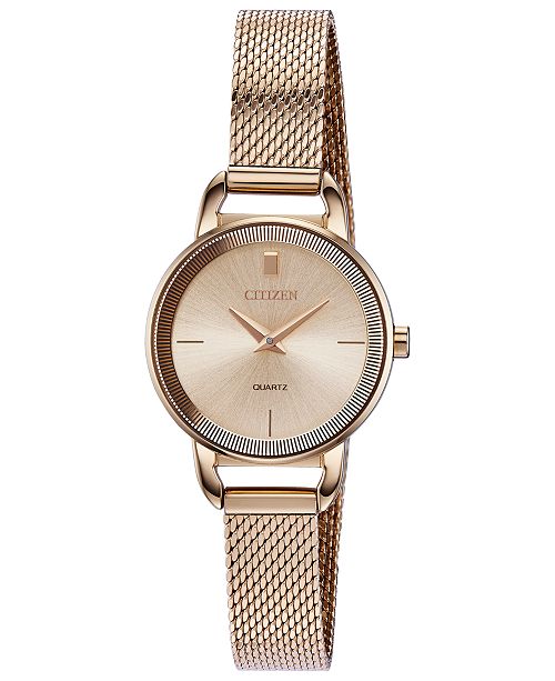 Citizen Women's Quartz Rose Gold-Tone Stainless Steel Mesh .