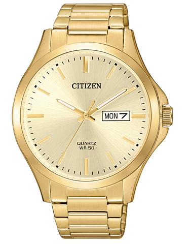 Citizen Quartz Mens Watch - Gold-Tone - Champagne Dial - Day/Date .