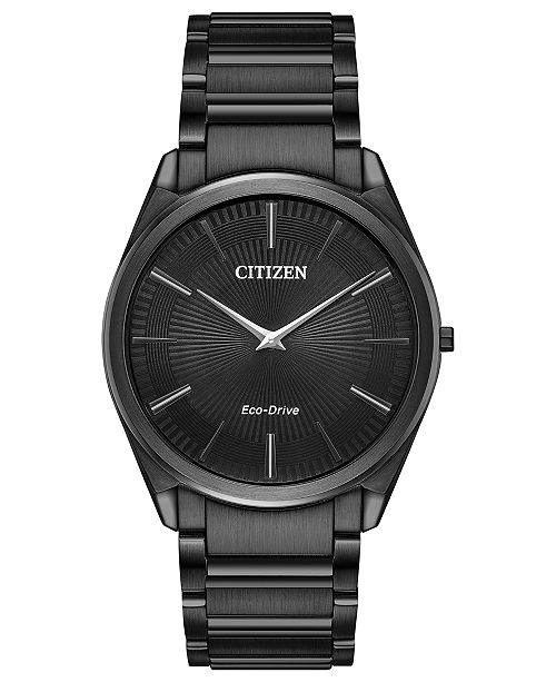 Citizen Eco-Drive Men's Stiletto Black Stainless Steel Bracelet .