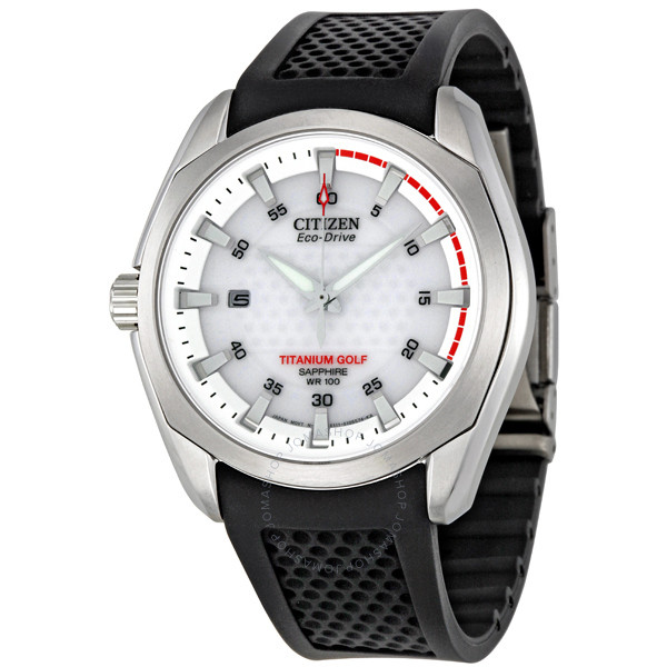 Citizen Golf Eco Drive White Dial Titanium Case Men's Watch BM7120 .