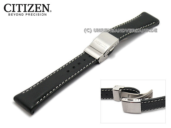 Replacement watch strap CITIZEN AS4050-01E black leather with cla