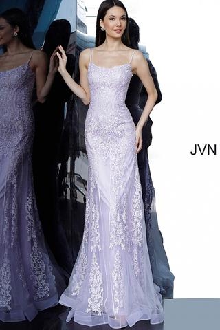 Jovani JVN 02012 Long Fitted Embroidered Lace Corset Tulle Prom .
