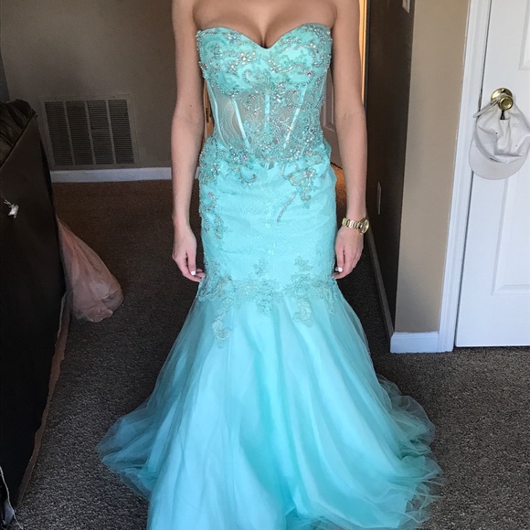 Dresses | Blue Mermaid Corset Prom Dress | Poshma