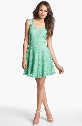 Robin K V-Back Lace Skater Dress (Juniors | Cute dresses for .
