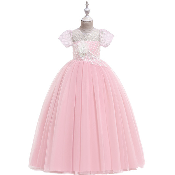2020 Retail Kids Designer Dress Girls Appliqued Flower Gown .