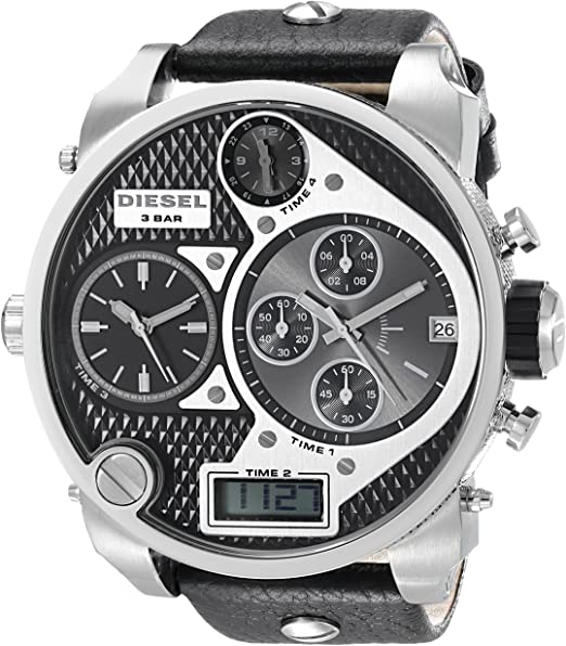 Amazon.com: Diesel Men's DZ7125 Black SBA Oversized Dual-Display .