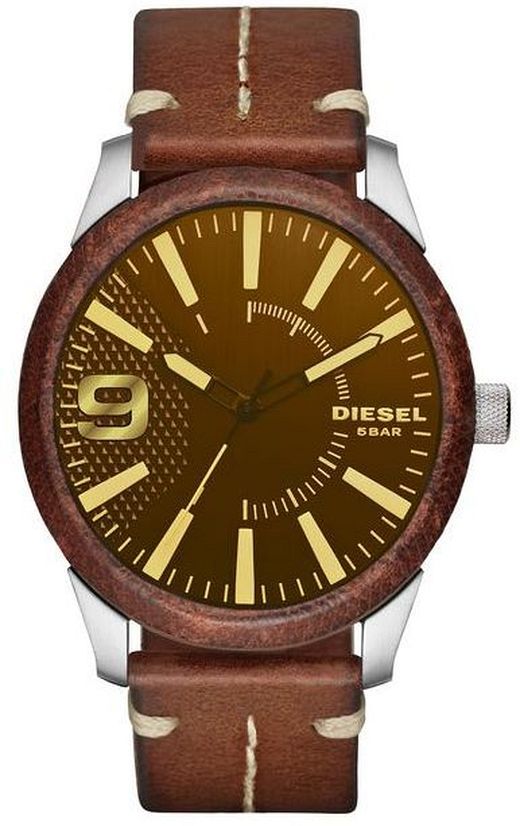 Men's Diesel Rasp Leather Wrapped Stainless Steel Watch DZ18