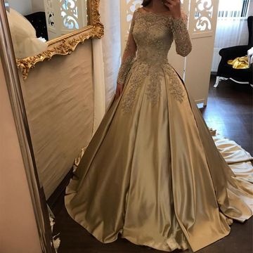 $169.99 Cheap Elegant Ball Gown Long Sleeves Appliques Prom .