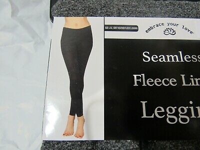 Embrace your Love Fleece Lined Seamless Leggings Gray L/XL .