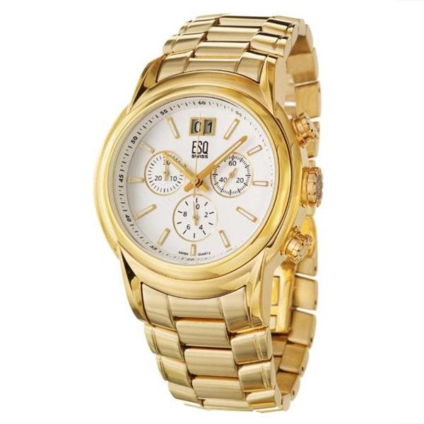 Shop ESQ by Movado Men's 'Quest' Goldplated Steel Quartz .