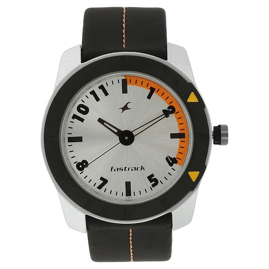 Buy Fastrack Grey Round Dial Leather Strap Analog Watches For Guys .