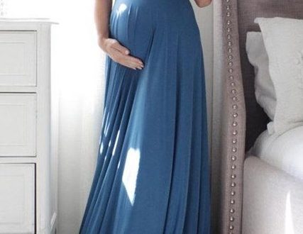 One Shoulder Formal Maternity Dress for Baby Shower .