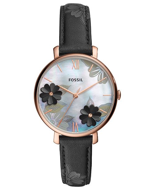Fossil Women's Jacqueline Black Leather Strap Watch 36mm & Reviews .