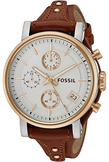 Fossil Women's ES3837 Original Boyfriend Chronograph Leather Watch .