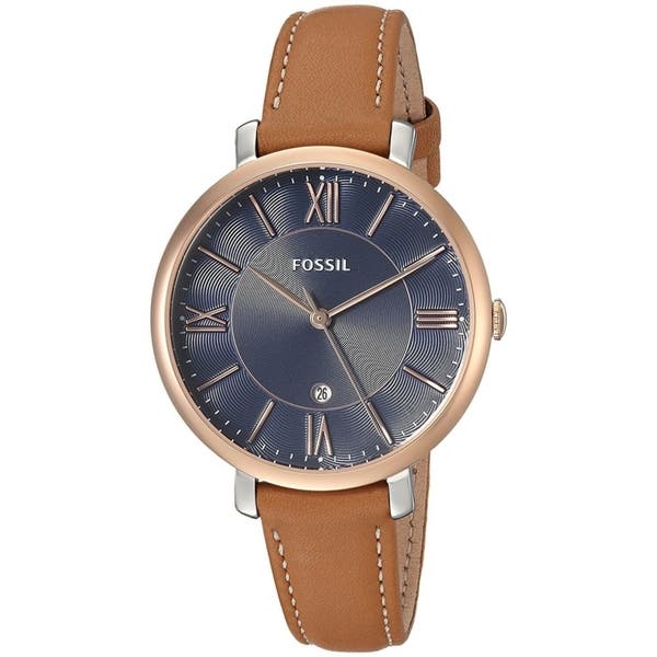 Shop Fossil Women's ES4274 Jacqueline Blue Dial Brown Leather .