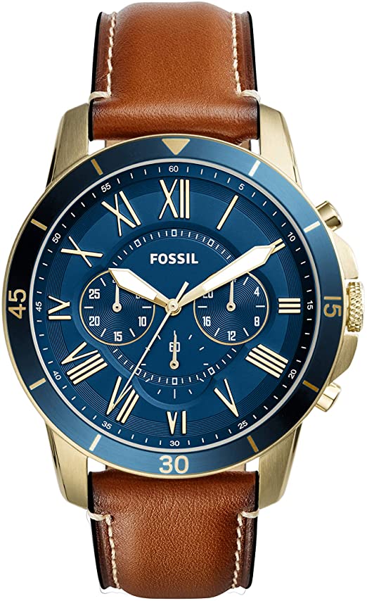 Amazon.com: Fossil Men's Grant Sport Quartz Leather Watch, Color .