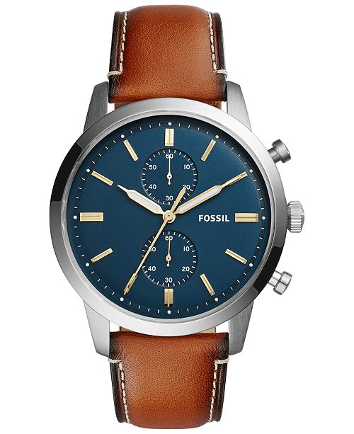 Fossil Men's Chronograph Townsman Light Brown Leather Strap Watch .