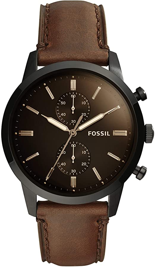 Amazon.com: Townsman 44mm Chronograph Brown Leather Watch: Fossil .