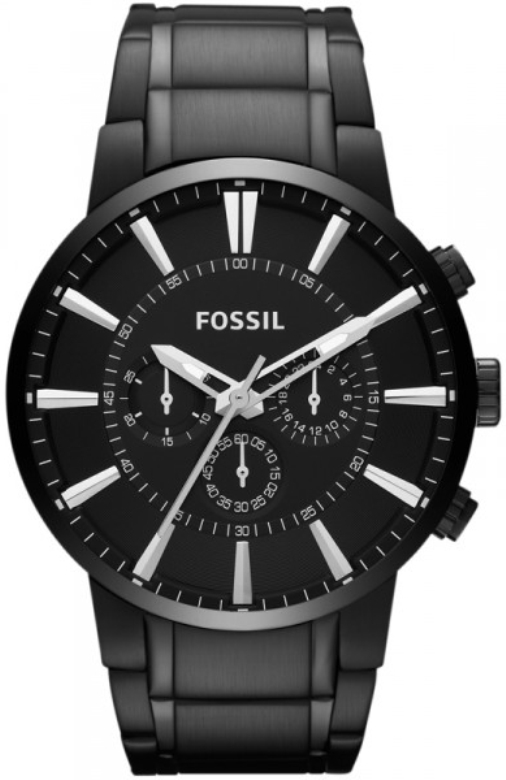 Men's Black Fossil Chronograph Steel Watch FS47